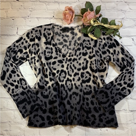 360 Cashmere Lauren Leopard Print Ombré Sweater Sz XS